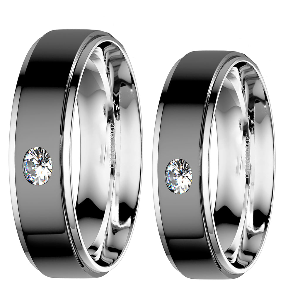 Alternate view of wedding Rings His and Her Sets Black Ceramic Men Women 10/10