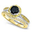 His Her Mixed Metal Wedding Ring Black Engagement Ring Set for Bride Groom