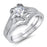 Sterling Silver Solitaire CZ Wedding Engagement Ring Set