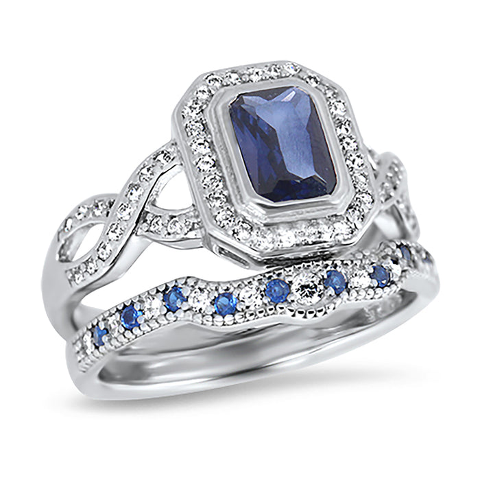 LaRaso & Co His and Hers Wedding Rings Unique Vintage Couples CZ Engagement Rings Bride Groom 10/10