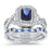LaRaso & Co His Her Wedding Set TRIO 3 Pcs Couples Engagement Rings Blue Sapphire CZ Silver 10/10