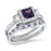 His Hers Wedding Rings Amethyst CZ Bridal Engagement Wedding Set Silver Titanium Bands Him Her 10/10