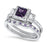 His Hers Wedding Rings Amethyst CZ Bridal Engagement Wedding Set Sterling Silver Bands Him Her 10/10