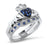 His Hers Wedding Set Blue CZ Simulated Sapphire Celtic Claddagh Bridal Couples Engagement Rings Sizes 10 10