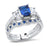 His Hers Wedding Rings Blue CZ Bridal Engagement Wedding Set Sterling Silver Bands Him Her