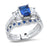 His Hers Wedding Rings Blue CZ Bridal Engagement Wedding Set Sterling Silver Bands Him Her