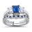 His Hers Wedding Rings Blue CZ Bridal Engagement Wedding Set Sterling Silver Bands Him Her