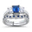 His Hers Wedding Rings Blue CZ Bridal Engagement Wedding Set Sterling Silver Bands Him Her