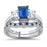 His Hers Wedding Rings Blue CZ Bridal Engagement Wedding Set Sterling Silver Bands Him Her 10/10