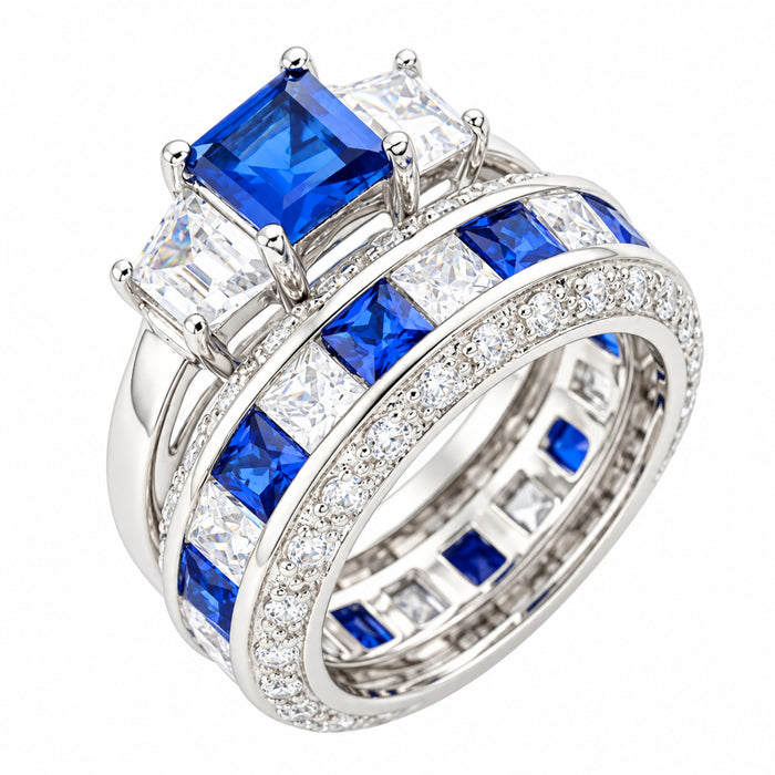 blue cz wedding set view 4