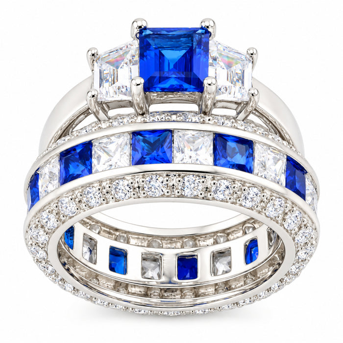 blue cz wedding set view 3