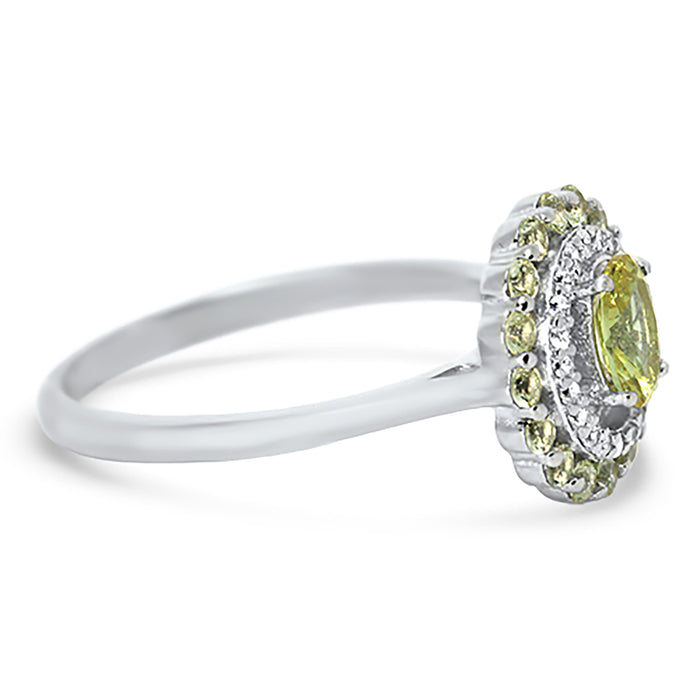 His and Her Peridot Green TRIO Wedding Engagement Ring Set