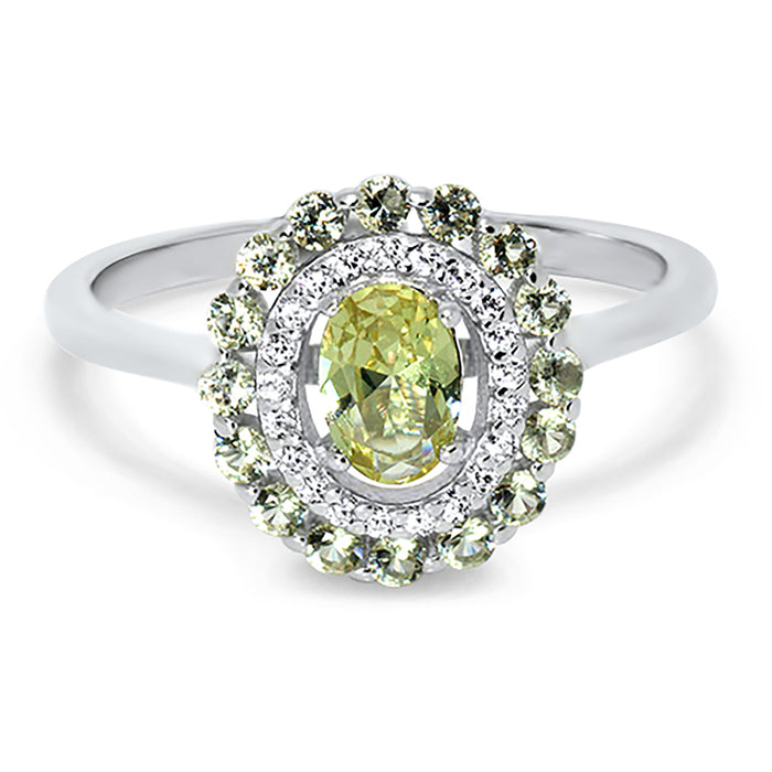 His and Her Peridot Green TRIO Wedding Engagement Ring Set