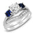 LaRaso & Co His Hers Wedding Ring Set Blue Silver TRIO Wedding Rings Bride Groom 10/10