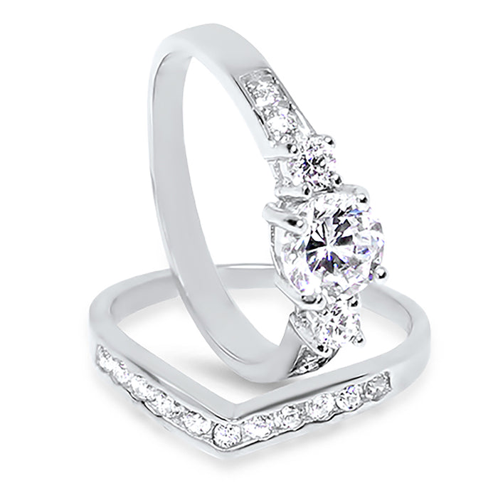 CZ Wedding Engagement Ring Set