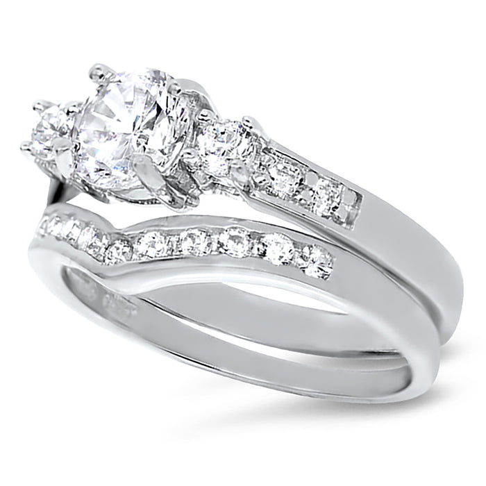 CZ Wedding Engagement Ring Set