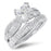 Princess Cut Sterling Silver Vintage CZ Wedding Engagement Ring Set for Women