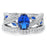 Oval Cut Sterling Silver Simulated Blue Sapphire Wedding Engagement Ring Set for Women