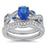 Oval Cut Sterling Silver Simulated Blue Sapphire Wedding Engagement Ring Set for Women