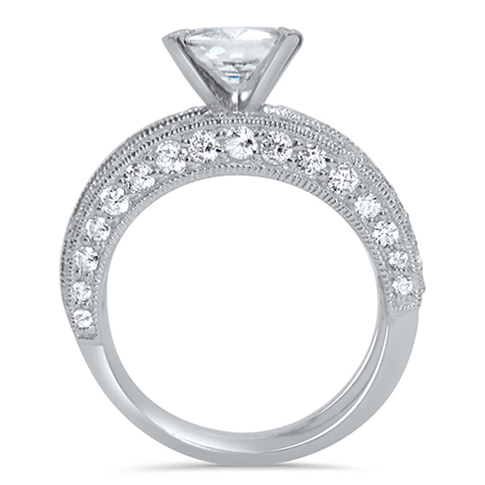 Men's sterling silver wedding band from the matching princess-cut cz couples ring set, shown on a white background.