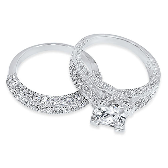 Free Stud eg His Hers Wedding Ring Set CZ Polish Stainless Steel & Titanium Enga Free Stud eg His Hers Wedding Ring Set CZ Polish Stainless Steel & Titanium Enga
