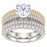 LaRaso & Co Sterling Silver CZ Wedding Ring Set 1 CT Round Solitaire Bridal Set