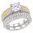 LaRaso & Co Sterling Silver CZ Wedding Ring Set 1 CT Round Solitaire Bridal Set