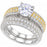 LaRaso & Co Sterling Silver CZ Wedding Ring Set 1 CT Round Solitaire Bridal Set