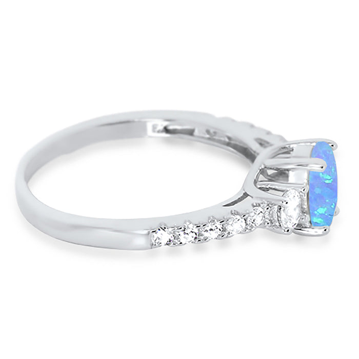 1 Carat 3 Stone Created Opal Engagement Promise Ring for Women