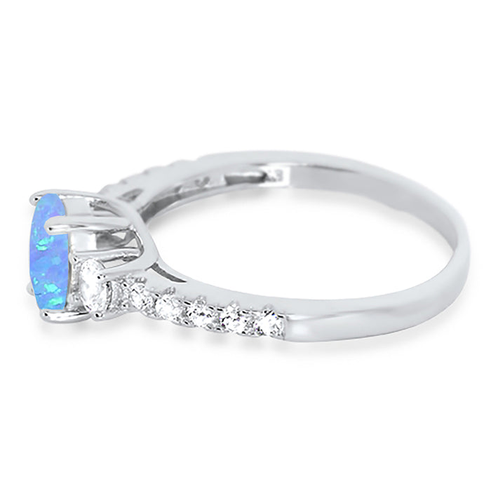 1 Carat 3 Stone Created Opal Engagement Promise Ring for Women