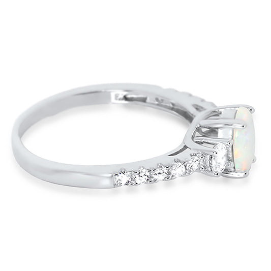 Alternate view of 1 Carat 3 Stone Created Opal Engagement Promise Ring