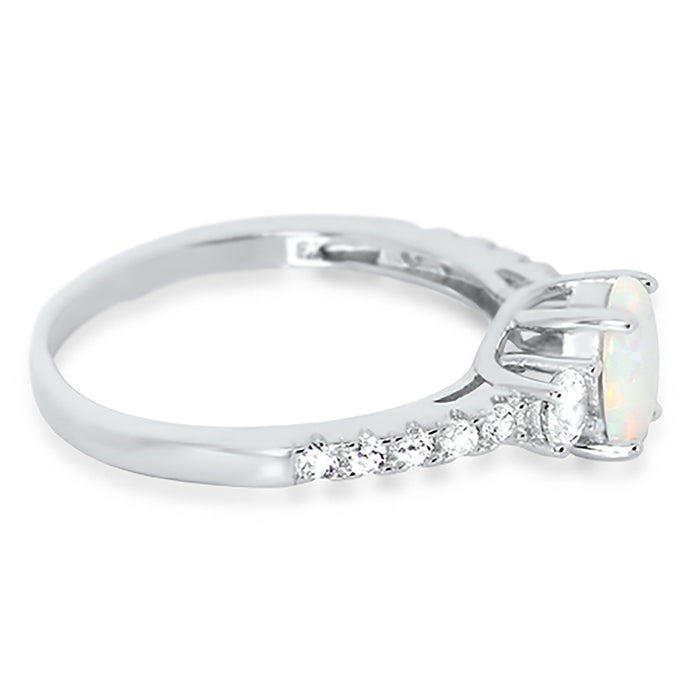 1 Carat 3 Stone Created Opal Engagement Promise Ring for Women