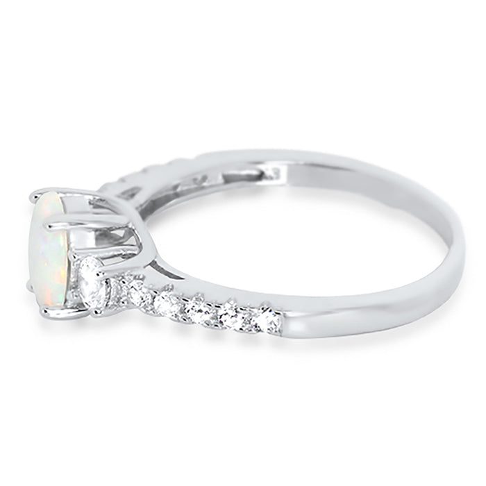 1 Carat 3 Stone Created Opal Engagement Promise Ring for Women