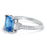 Sterling Silver 3 Stone Simulated Blue Topaz Engagement Promise Ring for Women