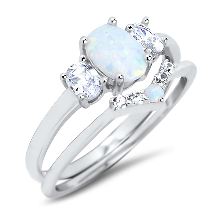 White Opal Engagement Ring for Women