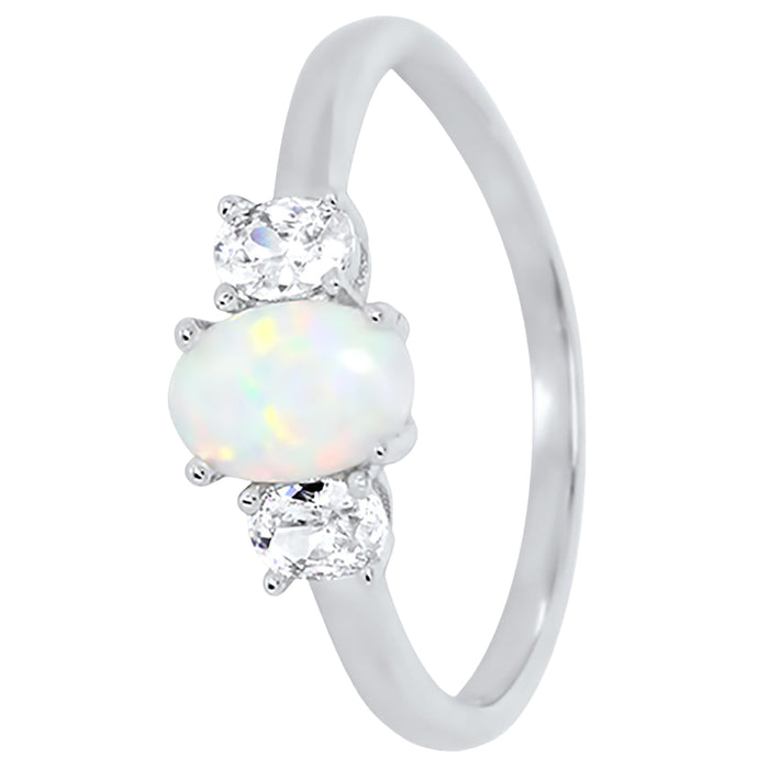 1 Carat 3 Stone Created Opal Engagement Promise Ring for Women