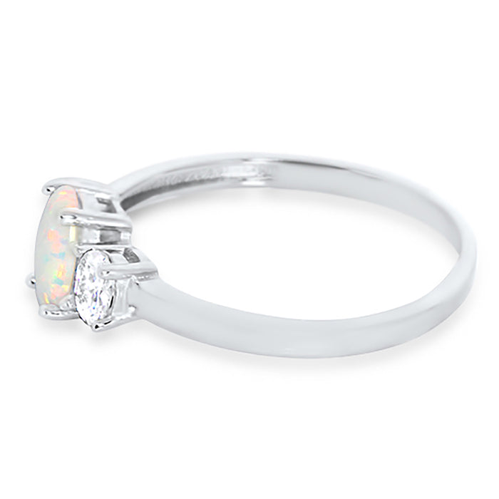 1 Carat 3 Stone Created Opal Engagement Promise Ring for Women