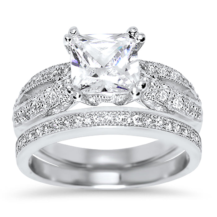 Princess Cut CZ Wedding Ring Sets