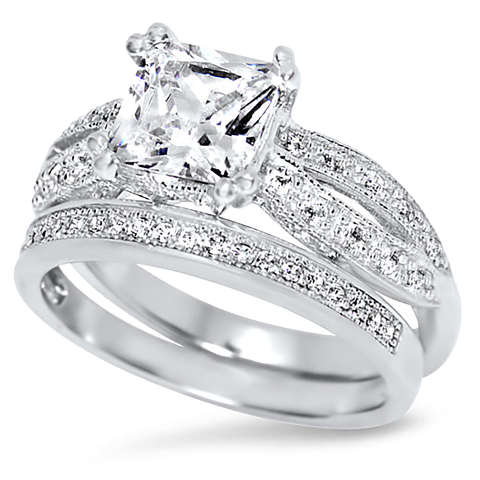 Princess Cut CZ Wedding Ring Sets