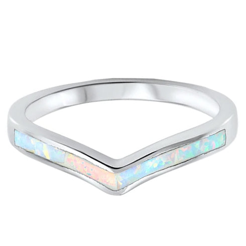 White Opal Wedding Band