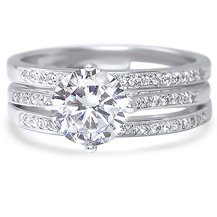 Solitaire CZ Wedding Engagement Ring Set