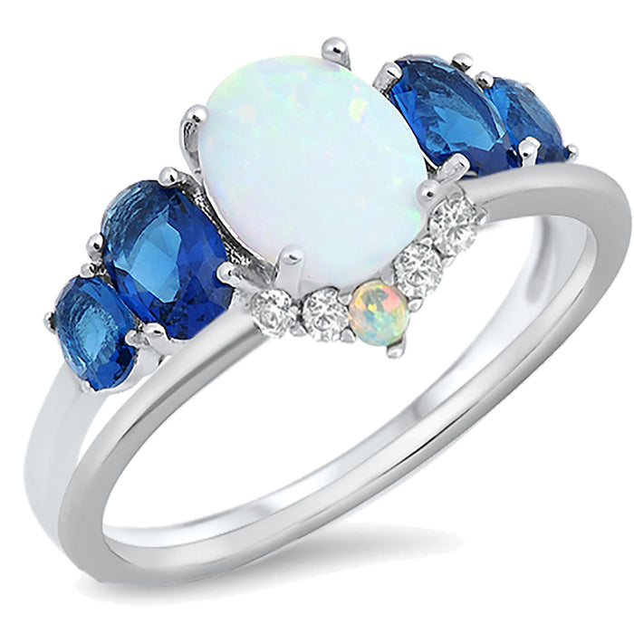 White Opal Engagement Ring for Women