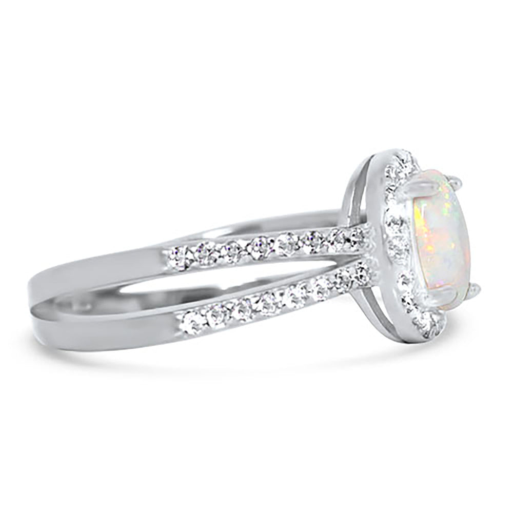 White Opal Engagement Ring