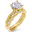 LaRaso & Co Wedding Trio Ring Set His & Her Round Cut Simulated Diamond 14k Yellow Gold Plated Her 10 Him 10