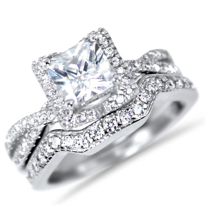 Alternate view of cZ Sterling Silver Wedding and Engagement Ring Set | Style 1170