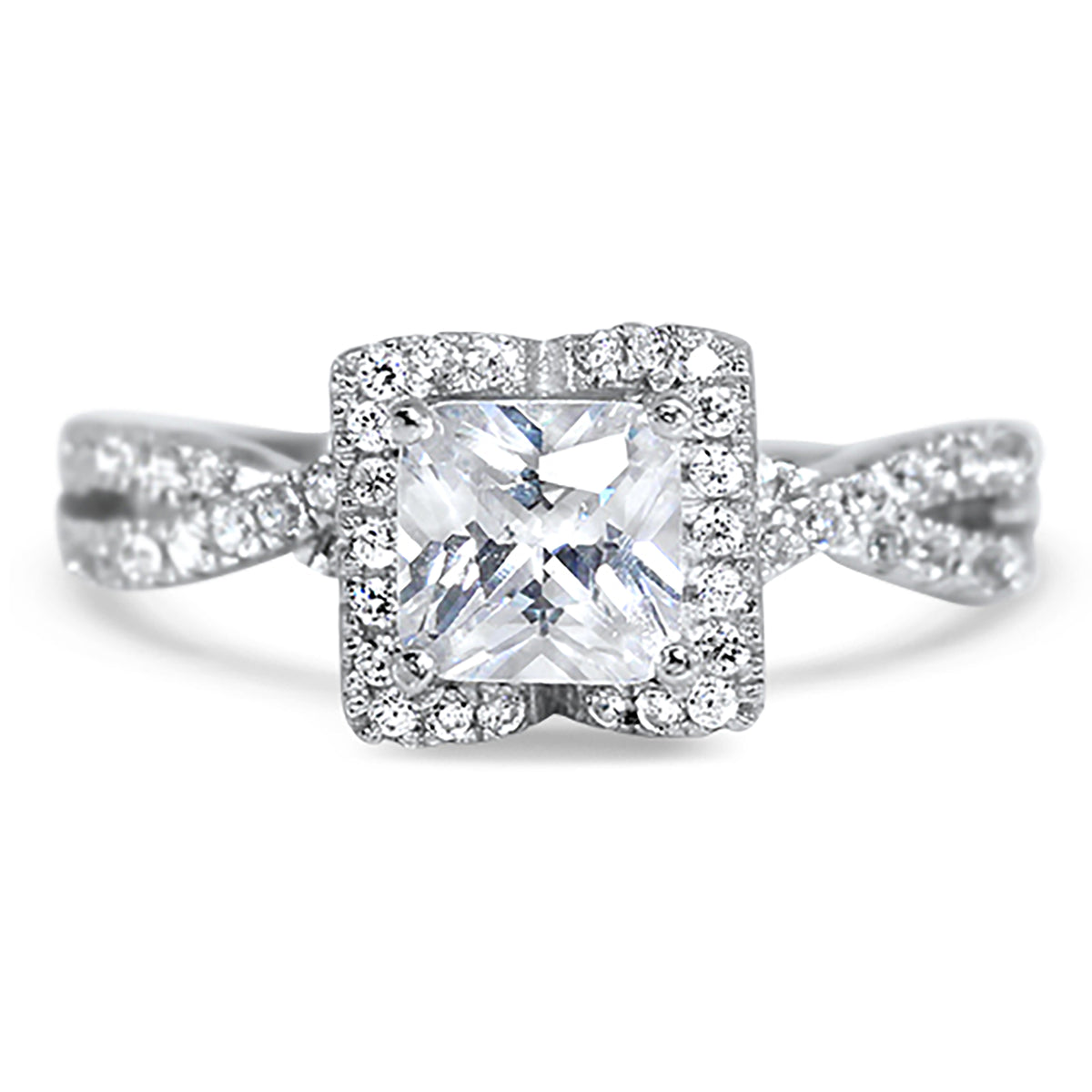 Alternate view of cZ Sterling Silver Wedding and Engagement Ring Set | Style 1170