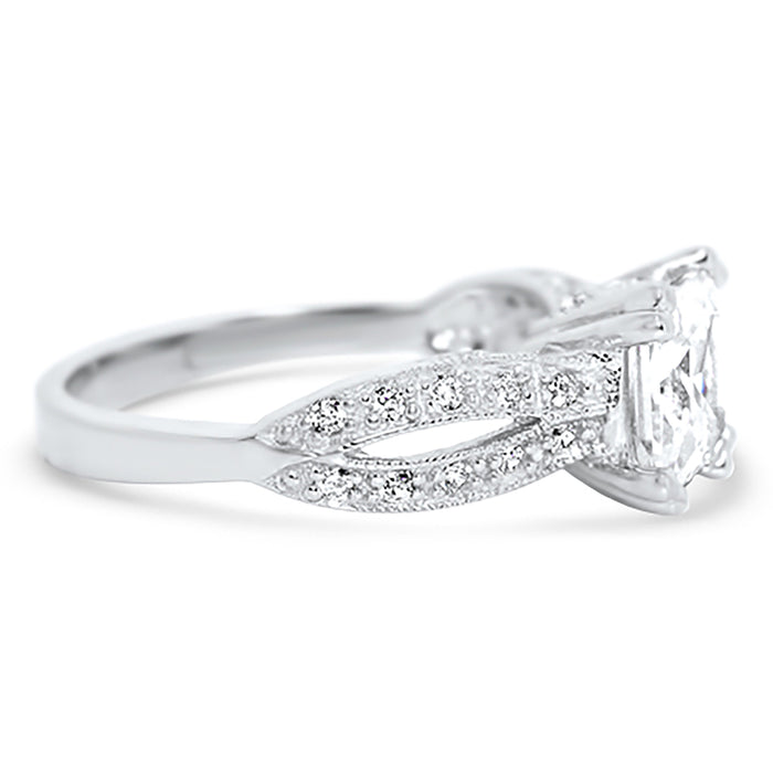 1.25 Carat Princess Cut Solitaire CZ Engagement Ring for Women