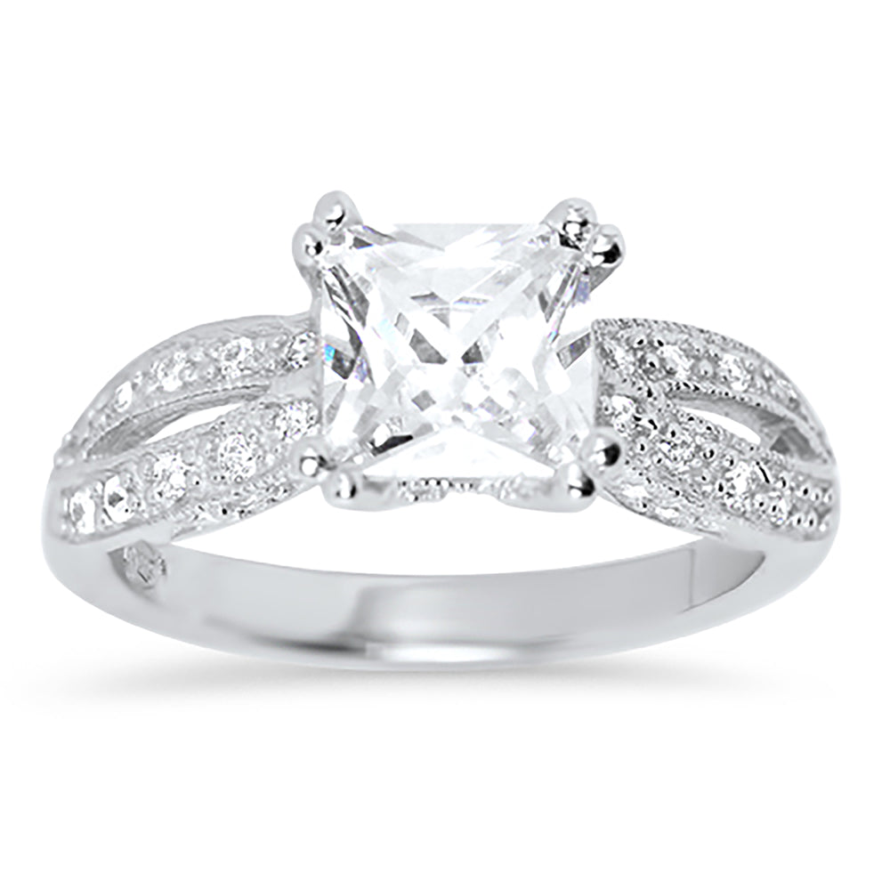 1.25 Carat Princess Cut Solitaire CZ Engagement Ring for Women