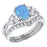 His Her Wedding Set 3 Piece TRIO Blue Opal CZ Silver Rings for Women Men Bride Groom