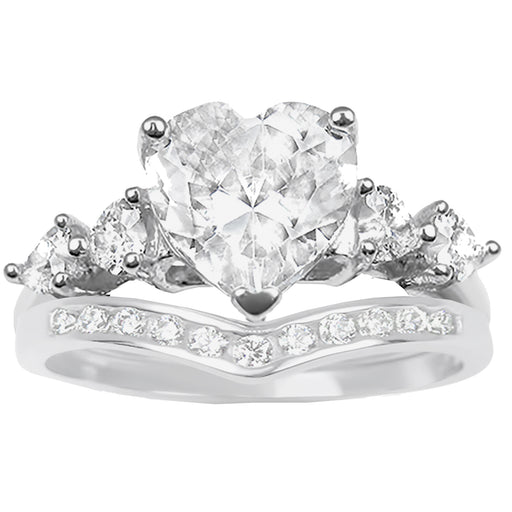 Unique Heart Cut CZ Wedding Ring Sets